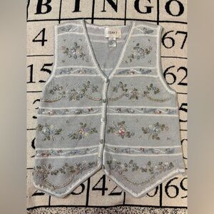 Vtg Knit & Embroidered Vest, Jenny, Women’s size Medium